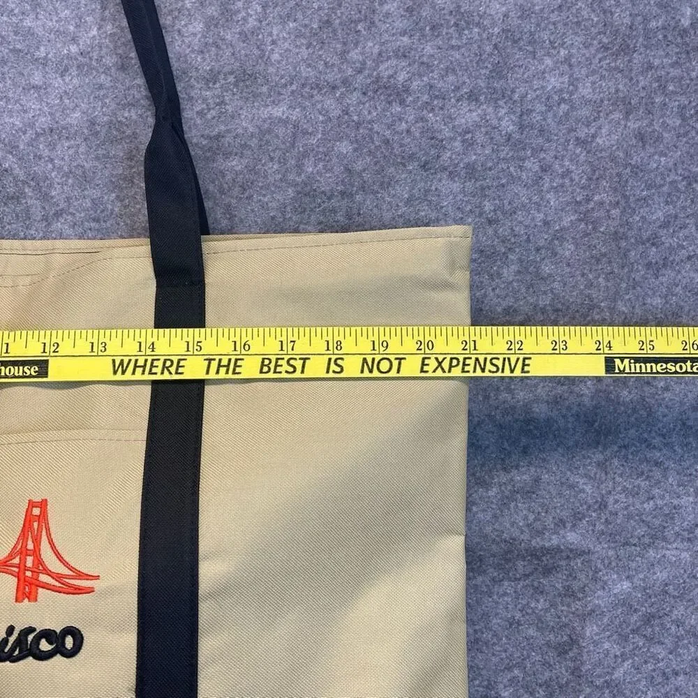 NWT San Francisco Skyline Tote Bag Unisex Large‎ Cream Black Embroidered Lanza